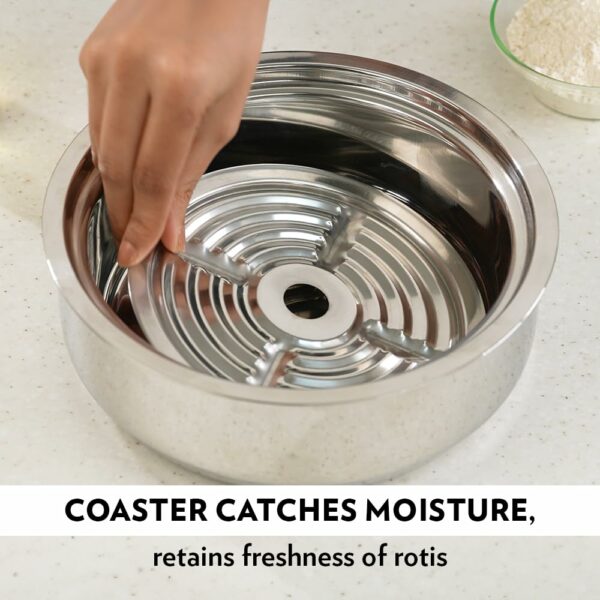 Borosil Stainless Steel Insulated Roti Server - 1.1L, Silver
