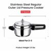Vinod 2 Litre Stainless Steel Pressure Cooker with Deep Fry Pan Functionality and Sandwich Bottom for Induction and Gas Stoves, ISI and CE Certified - Silver - Image 3