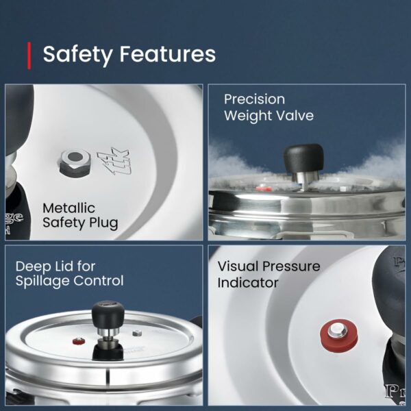 Prestige 5L Deluxe Alpha Svachh Stainless Steel Pressure Cooker|Outer Lid|Ideal for 5-7 Persons|Deep Lid for Spillage Control|Gas & Induction Compatible|Silver
