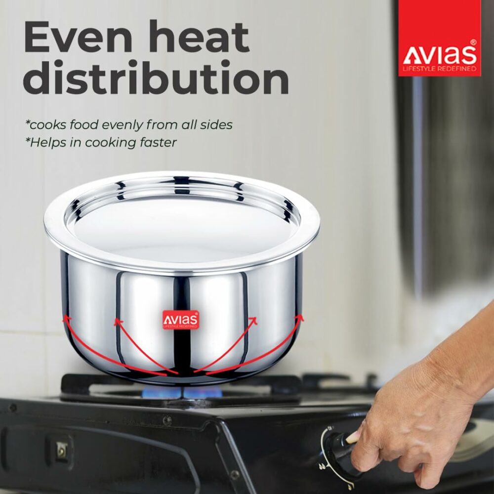 Sanskriti Exports Triply Tope with Lid | 5 Years Warranty | 14 cm Stainless Steel Tope, Bhaguna, Induction Base, 3 Layered Induction Cookware, 2 5mm Thickness, Triply Tope with Lid, 1 - Image 4