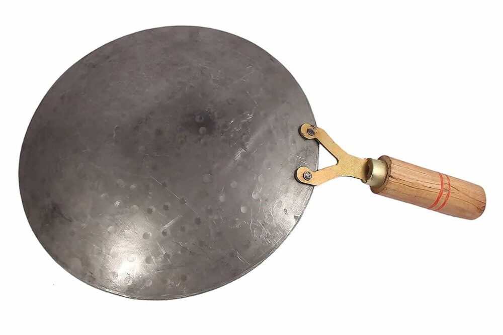 Sanskriti Exports Pure Iron Tawa Heavy Base for Roti/Chapati with Wooden Handle Roti - Image 3