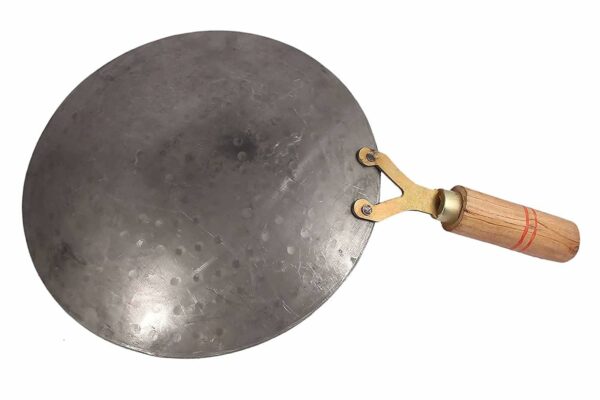 Sanskriti Exports Pure Iron Tawa Heavy Base for Roti/Chapati with Wooden Handle Roti