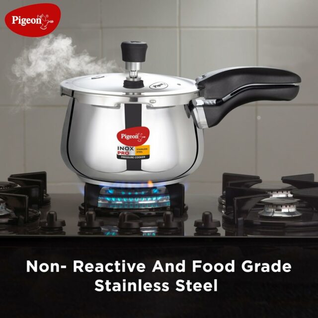 Pigeon by Stovekraft Inox Pro Stainless Steel Cooker 3L Outer Lid Cooker-Induction Base Compatible