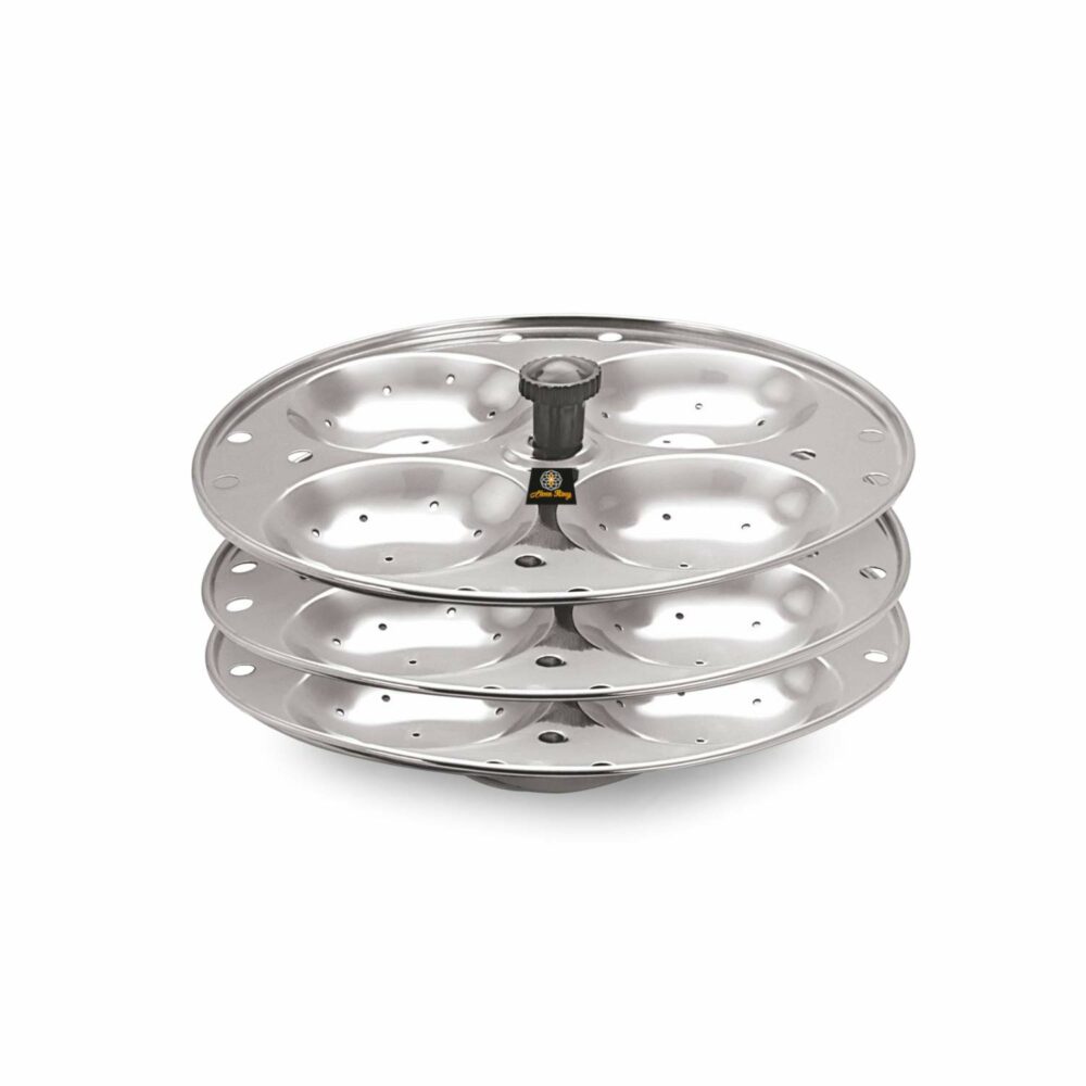 Sanskriti Exports 3 Plates Stainless Steel Heavy Quality Idli Stand/Idli Maker Makes 12 Large Size Idlis at Once.