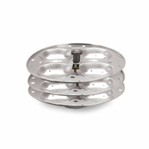Sanskriti Exports 3 Plates Stainless Steel Heavy Quality Idli Stand/Idli Maker Makes 12 Large Size Idlis at Once.