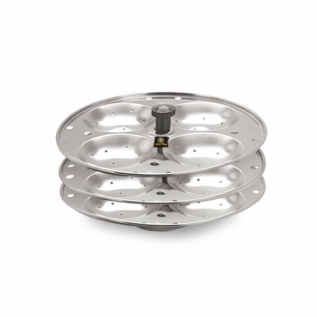 Sanskriti Exports 3 Plates Stainless Steel Heavy Quality Idli Stand/Idli Maker Makes 12 Large Size Idlis at Once.
