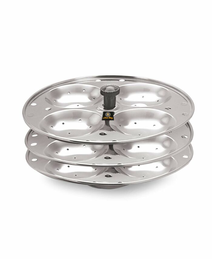 Sanskriti Exports 3 Plates Stainless Steel Heavy Quality Idli Stand/Idli Maker Makes 12 Large Size Idlis at Once.