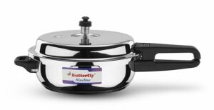 Butterfly Blue Line Wider Stainless Steel Pressure Cooker, 3 5-Liter
