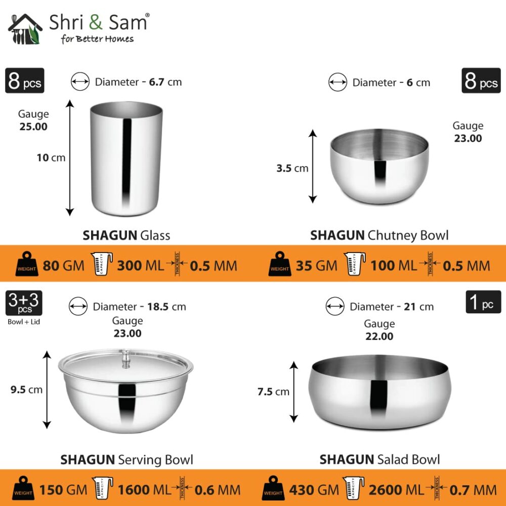 Sanskriti Exports Stainless Steel Shagun Dinner Set (101 Pcs Set) - Image 4