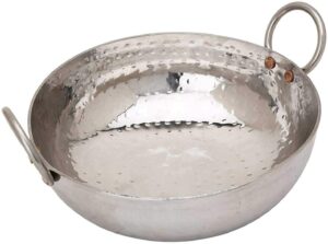 Sanskriti Exports Sandwich Bottom Heavy Gauge Stainless Steel Hammered Kadhai Cookware (2500 ML)