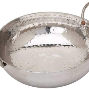 Sanskriti Exports Sandwich Bottom Heavy Gauge Stainless Steel Hammered Kadhai Cookware (2500 ML)