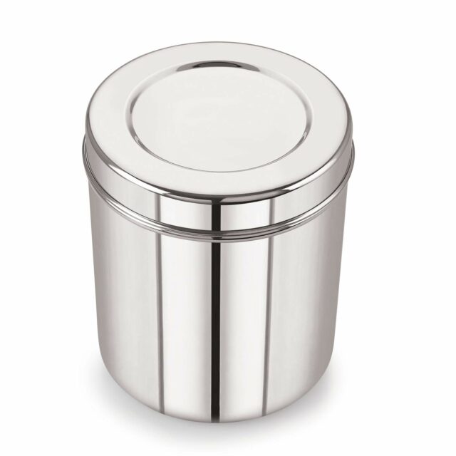 Sanskriti Exports Stainless Steel Silver 22 Gauge Deep Dabba/Storage Container 1400 ml, 1 Pcs, Ideal for Storing Grains, Snacks, Leftovers, Perfect for Daily Use, Easy to Clean.