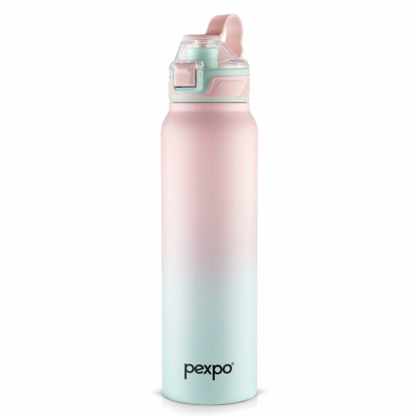 Sanskriti Exports 1000 ISI Certified Water Bottles Stainless Steel Vacuum Insulated Hot & Cold Flask - Pink & Green Ombre 940ml, Water Bottle Ideal for Home, Office, Gym, Outings, and School