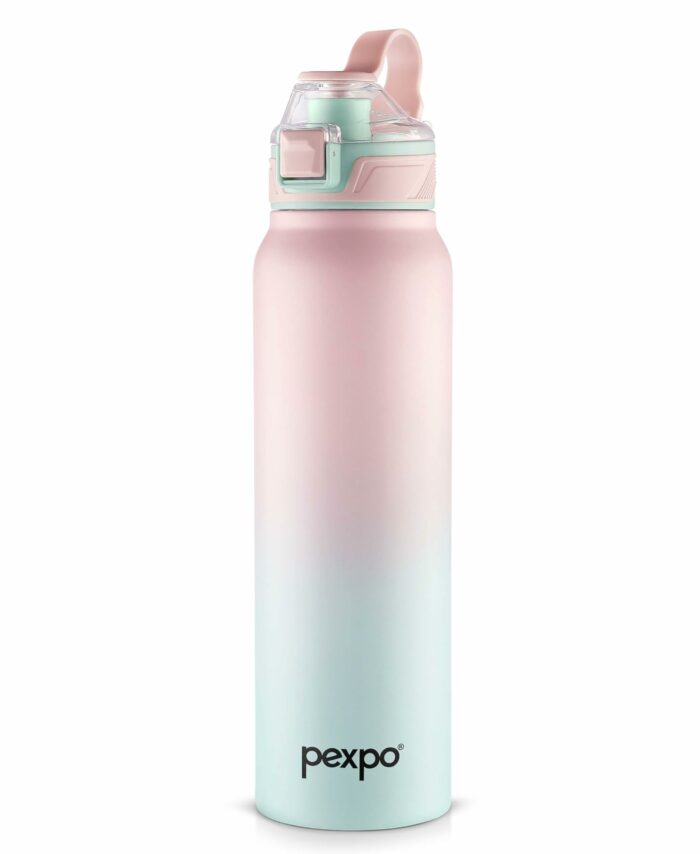 Sanskriti Exports 1000 ISI Certified Water Bottles Stainless Steel Vacuum Insulated Hot & Cold Flask - Pink & Green Ombre 940ml, Water Bottle Ideal for Home, Office, Gym, Outings, and School