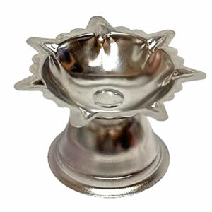 Sanskriti Exports Stainless Steel Sapta Mukhi Star Shape Diya/Deep/Deepam/Sapta Batti Diya for Home Pooja Decor, Puja Articles- Set of 1 Pcs