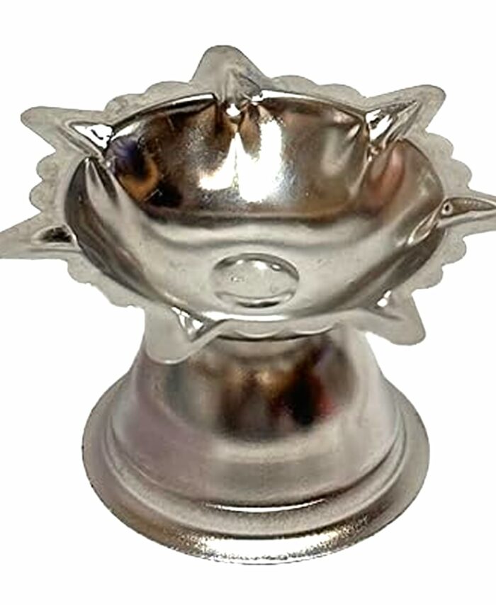 Sanskriti Exports Stainless Steel Sapta Mukhi Star Shape Diya/Deep/Deepam/Sapta Batti Diya for Home Pooja Decor, Puja Articles- Set of 1 Pcs