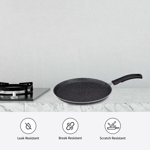 Sanskriti Exports - Aluminium Non-Stick Dosa Tawa | Granite Finish | Induction Base | Pfoa Free | High Temperature Resistant Exterior Coating | 25 Cm | Grey - Image 4