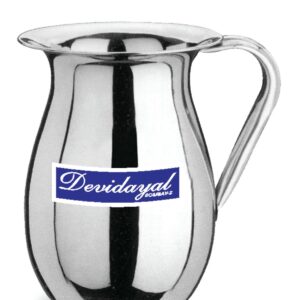 Sanskriti Exports Water Pitchers, Jug, Tea Kettle, Storage & Serving Water, Stainless Steel | Big Apple Design (Bambaiya), 2 Liters