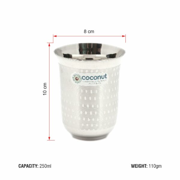 Stainless Steel - A18 Glass | for Home, Office & Restaurant Drinkware, Ideal for Serving Lassi, Chaas, Water, Juice & Lemonade Pack of 6 (Capacity-250ml Each) - Image 3