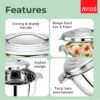 2500 ML Double Wall Insulated Stainless Steel Casserole Set, Silver Hot Pot with Lid, Set of 4 for Roti, Rice, Gravy, Curry