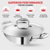 Vinod Platinum Triply Stainless Steel Extra Deep Kadai with Stainless Steel Lid 1 1 litres Capacity (18 cm Diameter) | 18 cm Triply Stainless Steel Kadai, Silver (Induction and Gas Stove Friendly)