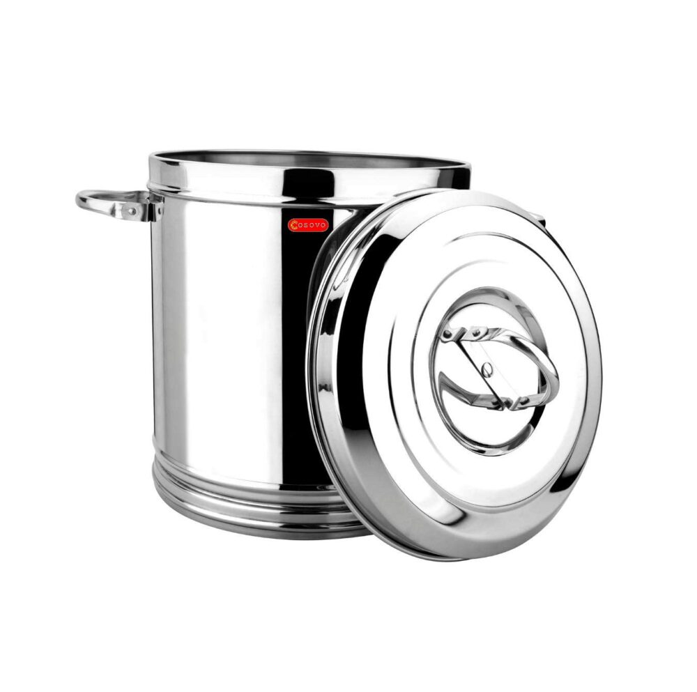 Sanskriti Exports Stainless Steel Air Tight Container/Drum For Kitchen Storage 10 Kg - Silver - Image 2