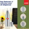 Sanskriti Exports Ezee Stainless Steel Oil Pot with Lid, 500 ml Container, Air Tight Spill Proof Oil Dispenser, Vinegar Dispenser Set of 1, Leak Proof Pourer, Oil Can 500ml