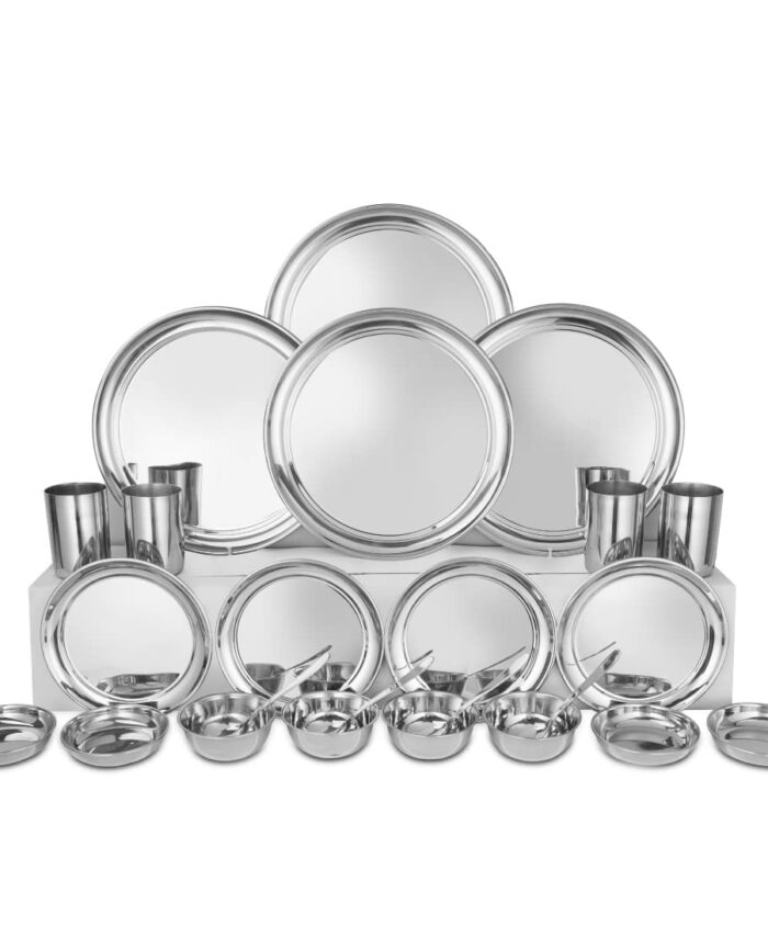 Sanskriti Exports solid Stainless Steel Shagun Dinner Set (24 Pcs Set)