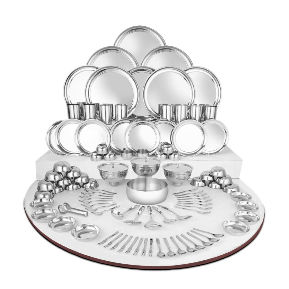 Sanskriti Exports Stainless Steel Shagun Dinner Set (101 Pcs Set)