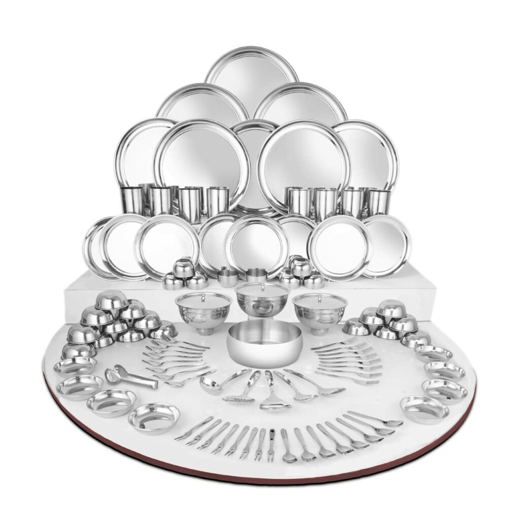Sanskriti Exports Stainless Steel Shagun Dinner Set (101 Pcs Set)