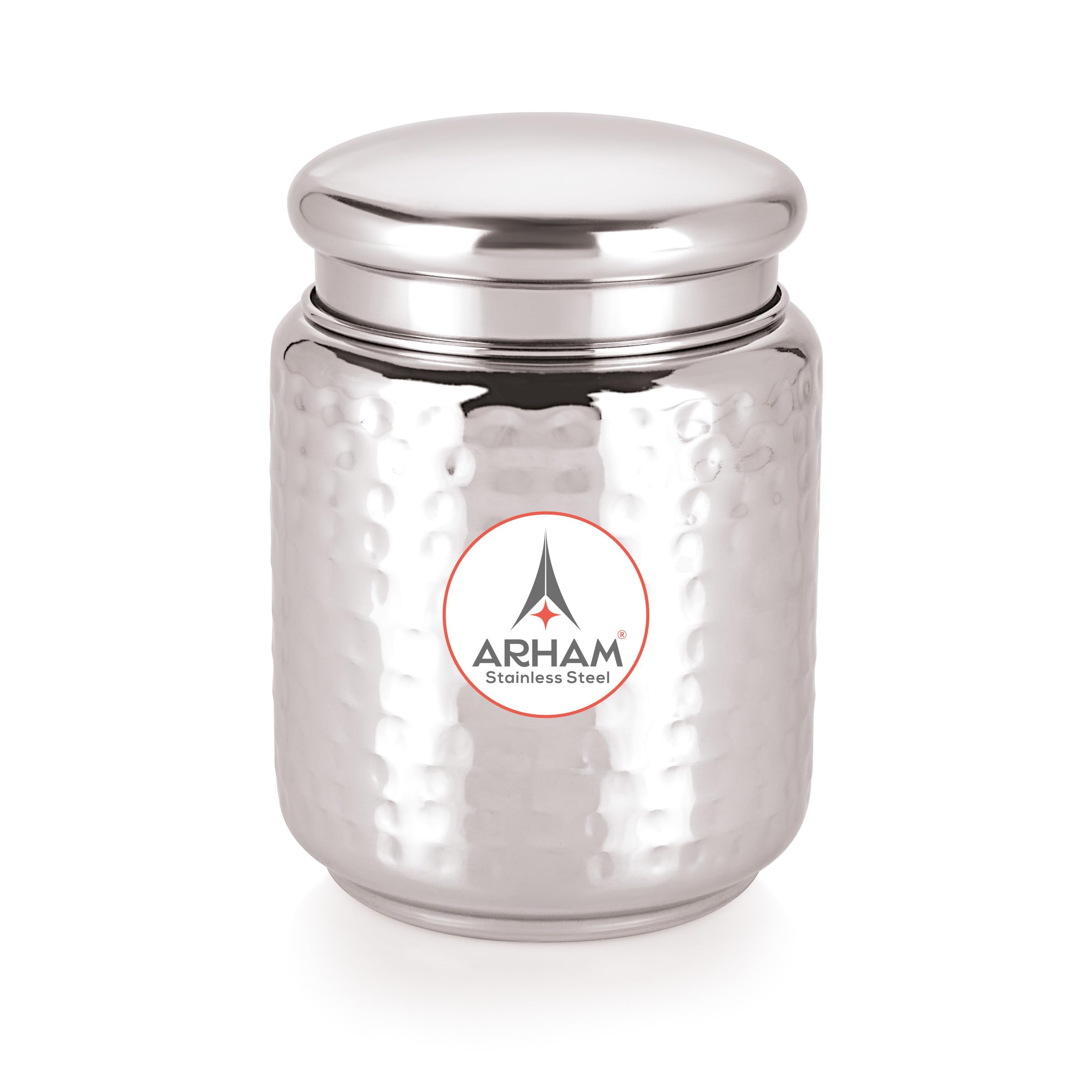 Sanskriti Exports Stainless Steel Hammered Pearl Canister with Thread Lock Lid | Food Grade Heavy Gauge Multipurpose Airtight Storage Jar | Container or Dabba for Kitchen (Pack of 1, 1500 ml)