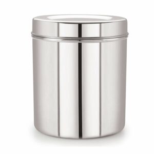 Sanskriti Exports Stainless Steel Silver 22 Gauge Deep Dabba/Storage Container 1400 ml, 1 Pcs, Ideal for Storing Grains, Snacks, Leftovers, Perfect for Daily Use, Easy to Clean.