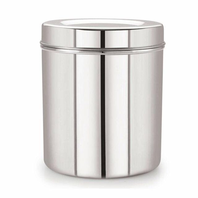 Sanskriti Exports Stainless Steel Silver 22 Gauge Deep Dabba/Storage Container 1400 ml, 1 Pcs, Ideal for Storing Grains, Snacks, Leftovers, Perfect for Daily Use, Easy to Clean.