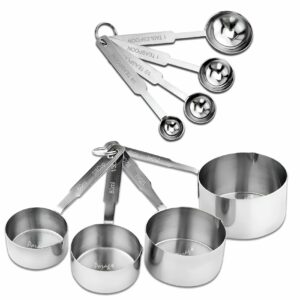 Sanskriti Exports Stainless Steel Measuring Cups & Spoon Combo for Dry or Liquid/Kitchen Gadgets/Cooking & Baking/Stackable Professional Measuring Cup Set with Measurement Handles (Set of 4 Cups & 4 Spoons)