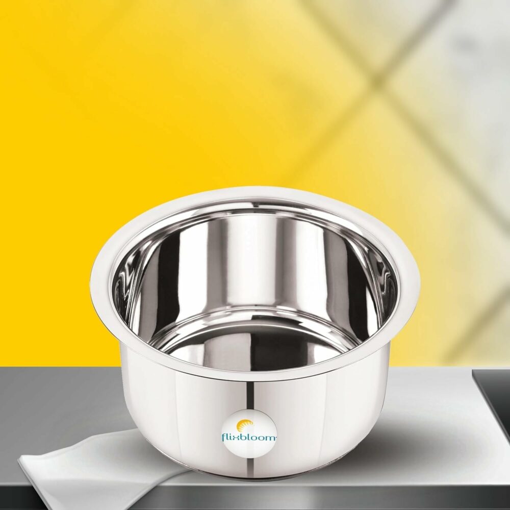 Sanskriti Exports Stainless Steel 500ml Cookware Triply Bottom Induction Base Utensil Deep Cooking Tope/Bhagona/Handi/Patila/Container for Boil Milk/Tea/Water Cook & Serve (Tope Without Lid, l) - Image 2