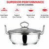 Vinod Stainless Steel Kadhai with Glass Lid - 2 7 Litre, 24cm | Extra Thick, SAS Heavy Bottom | Kadai for Cooking | Induction and Gas Base | 2 Year Warranty - Silver