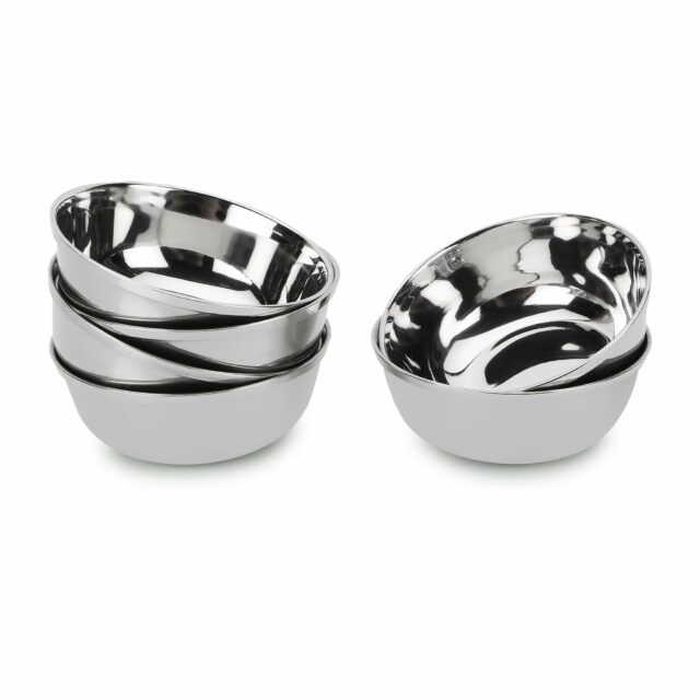 Sanskriti Exports Compact Stainless Steel Chutney & Sauce Bowl Set ? 85ML (Pack of 6) | Everyday Essential