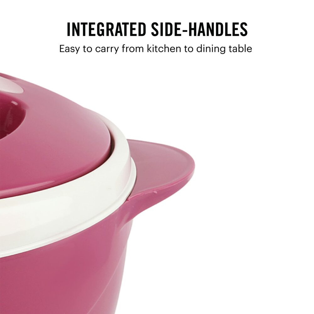 Cello Sapphire Insulated Inner Steel Casserole for Roti, 1250ml, Pink | Sanskriti Exports | Sanskriti Exports | Chapati Box | Locks in The Cold & Heat for Long | Serving Bowl with Lid