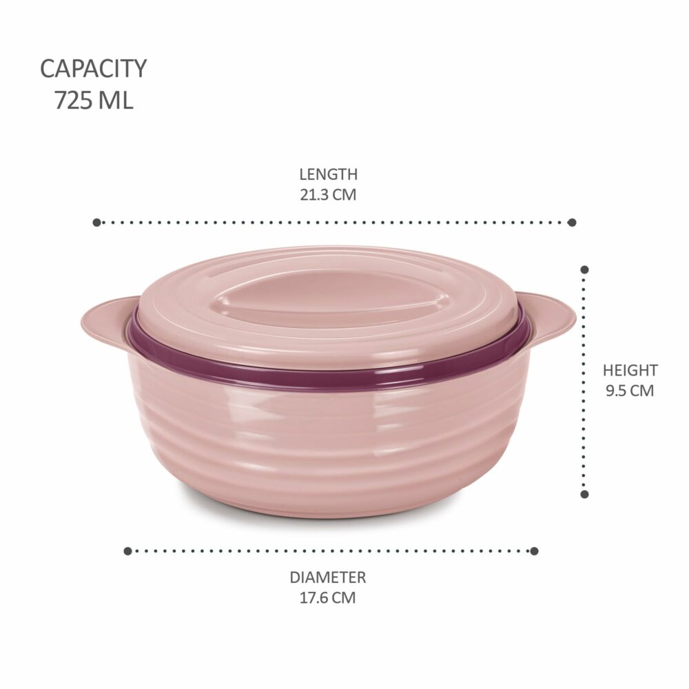 MILTON Aspire 1000 Serving Casserole, Double Walled Inner Stainless Steel, PU Insulated Kitchen Hot Pot, Keeps Food hot & Fresh for Roti, Biryani, 725 ml, Cherry Pink - Image 6