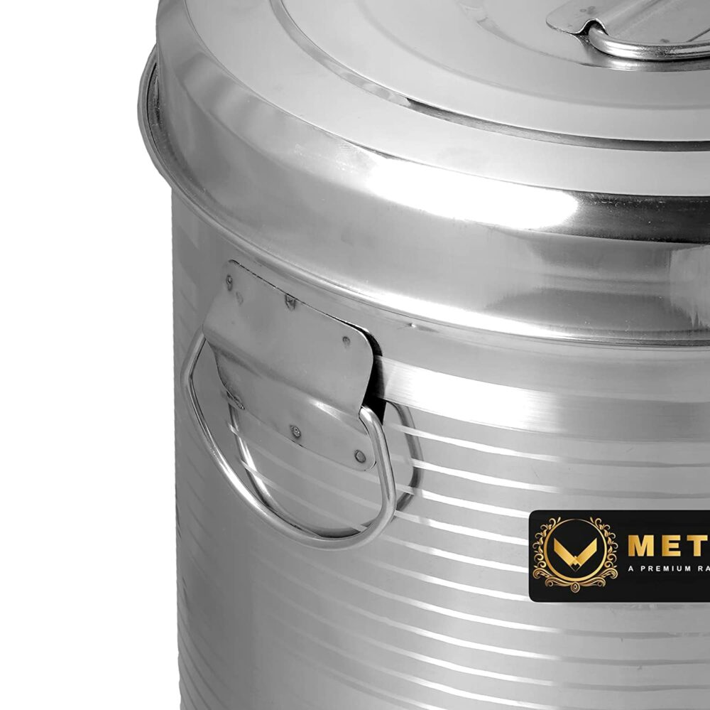 Sanskriti Exports Stainless Steel Drum For Storage | Kothi for Storing Water | Food Storage Container | Kitchen Rice Flour Atta Big Container Dabba With Handle - 50 KG - Image 3
