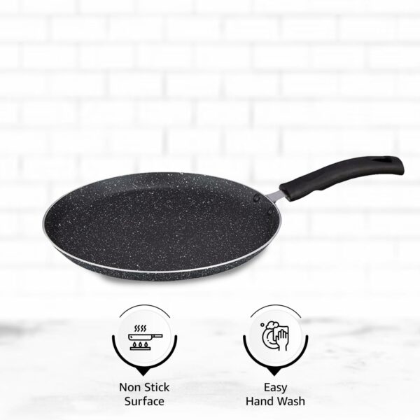 Sanskriti Exports - Aluminium Non-Stick Dosa Tawa | Granite Finish | Induction Base | Pfoa Free | High Temperature Resistant Exterior Coating | 25 Cm | Grey - Image 2