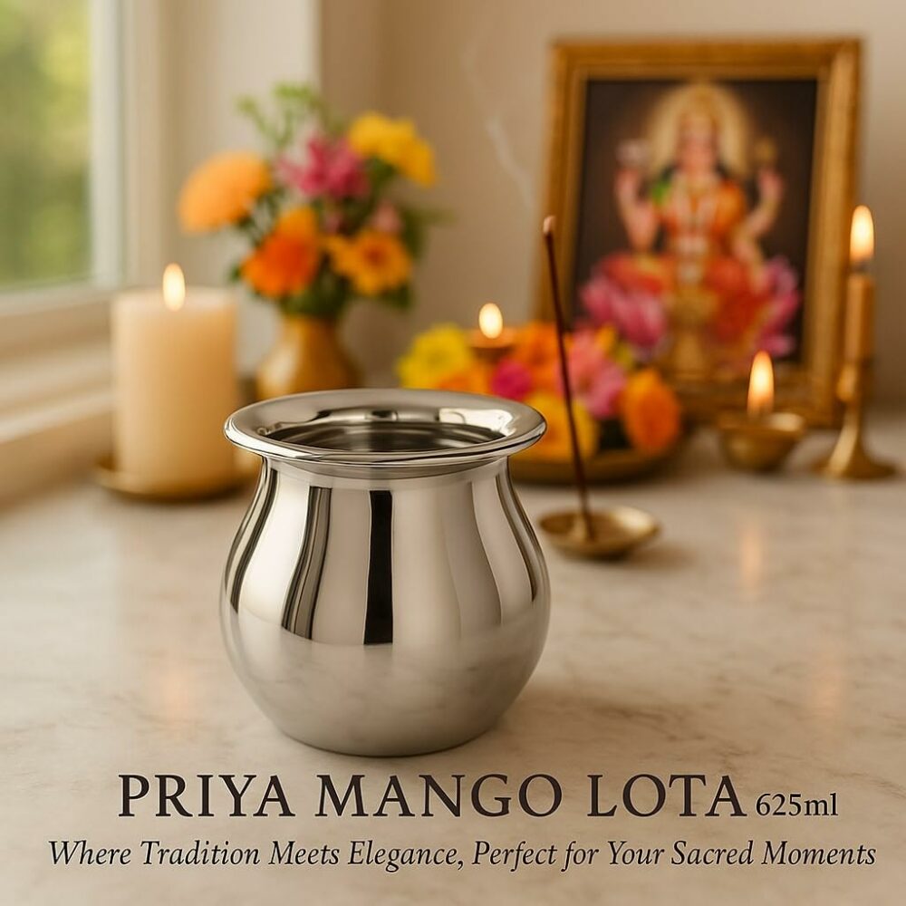 Sanskriti Exports Stainless Steel Heavy Lota | Mango Lota, 625ml | Durable & Rust-Resistant | Water Pot for Home & Puja | 1 Piece, Silver - Image 3