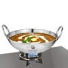 Sanskriti Exports Stainless Steel Heavy Weight Hammered Kadhai, 24 cm, 1.3 Kg, 2.1 Litre