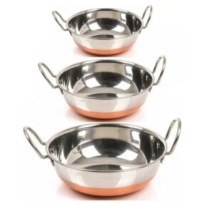 Sanskriti Exports Set of 5 Copper Bottom Stainless Steel Handi Set/Cookware Set with Lid (Capacity : 0 5 LTR, 0 75 LTR, 1 LTR, 1 5 LTR, 2 LTR) Cookware Set