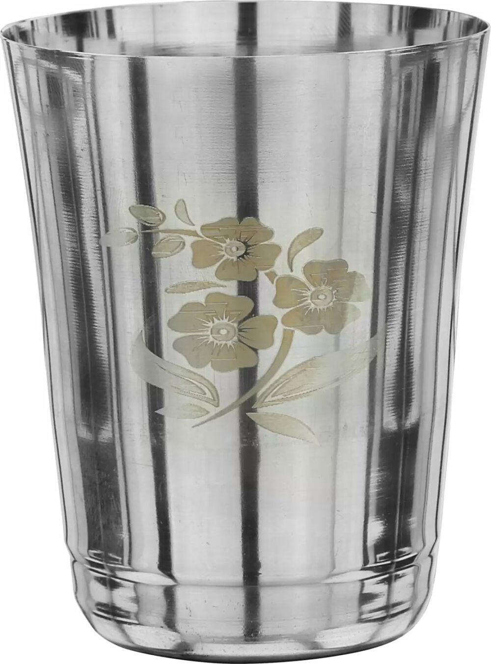 Sanskriti Exports 22 Gauge Stainless Steel Drinking Water Juice Tea Glass/Tumbler Set for Home Kitchen Dining I Ideal for Serving Beverages (350 ml, Silver) Permanent Laser Flower(Pack of 12) - Image 2