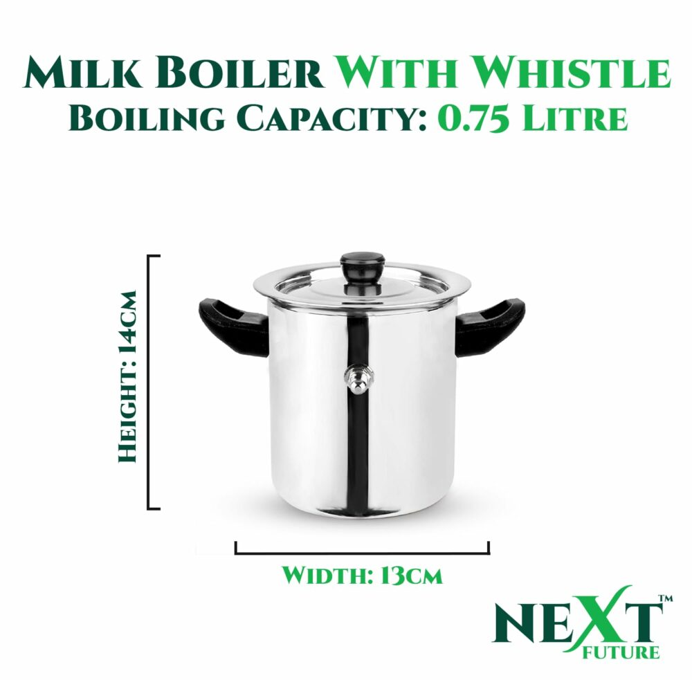 Sanskriti Exports 5-Star 0 7 Litre Stainless Steel Milk Boiler | Steel Milk Pot with Lid | Milk Cooker with Handle, Knob, Whistle | Milk Pan, Induction Compatible (0 7 Litre) - Image 2