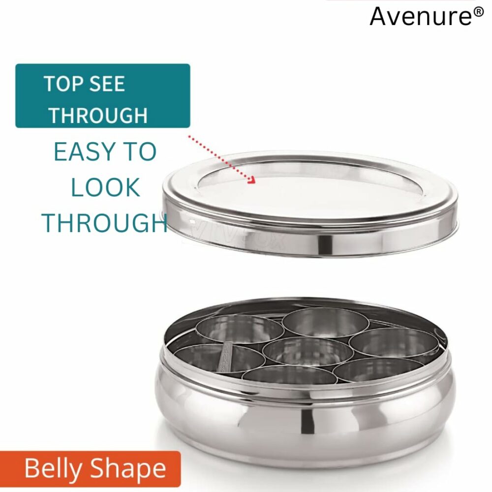 Sanskriti Exports Masala Dabba Spice Box Containers for Kitchen Storage Steel Spices Container for Kitchen | 1300 ML - Image 6