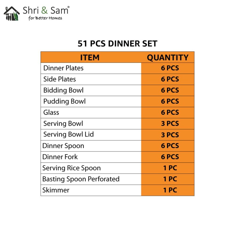 Sanskriti Exports Stainless Steel Solid Shagun Dinner Set (51 Pcs Set) - Image 2