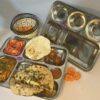 Sanskriti Exports Stainless Steel Rectangular Compartment Thali Set of 6 with 5 in 1 Divided Partition, Mess, Bhojan, Lunch & Dinner Plates - 13 x 10 inches