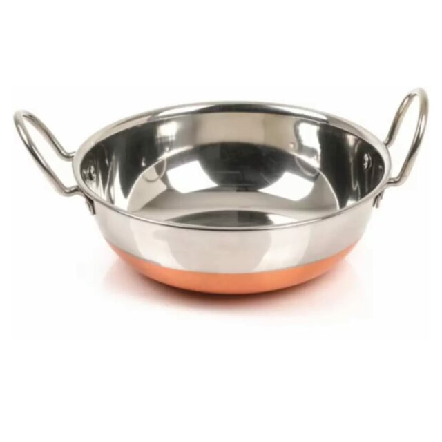 Sanskriti Exports Set of 5 Copper Bottom Stainless Steel Handi Set/Cookware Set with Lid (Capacity : 0 5 LTR, 0 75 LTR, 1 LTR, 1 5 LTR, 2 LTR) Cookware Set